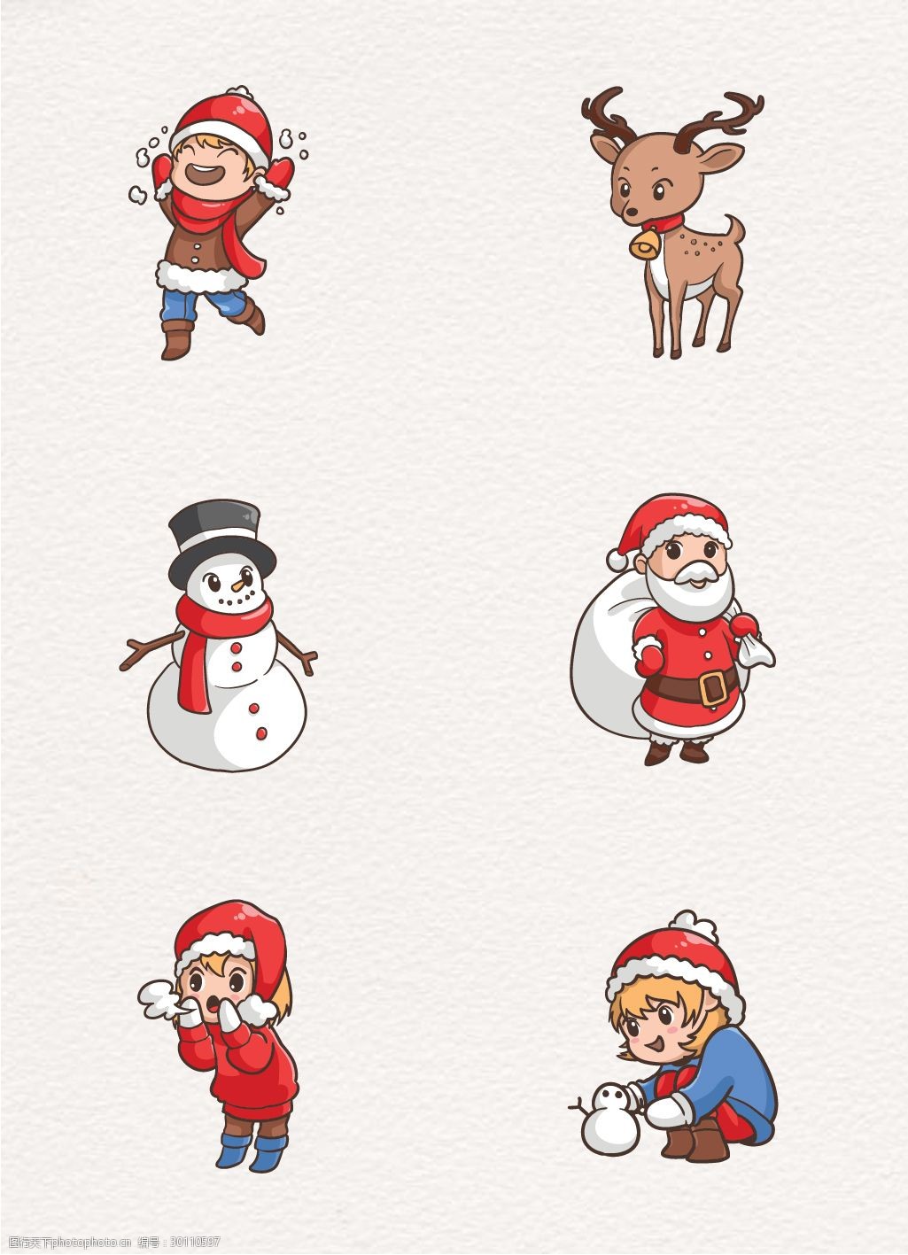 关键词:可爱圣诞角色设计矢量素材 圣诞老人 冬季 卡通 圣诞节 矢量图