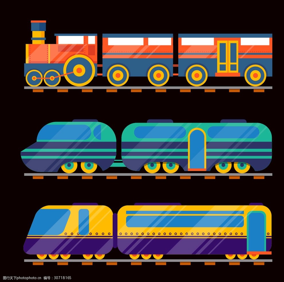卡通蒸汽火车矢量图,火车,蒸汽