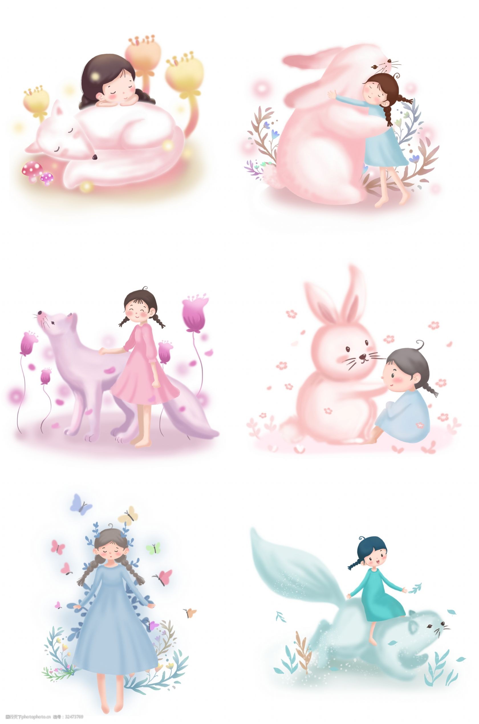卡通手绘梦幻童话插画
