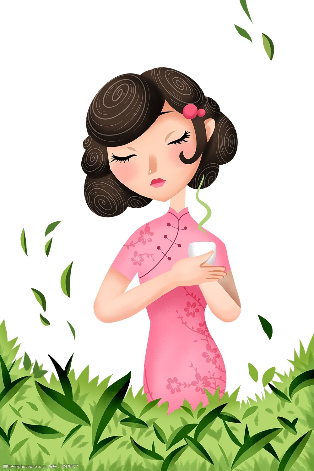 关键词:茶艺古典美女插画 卡通 手绘 精美 插画 海报插画 广告插画 小