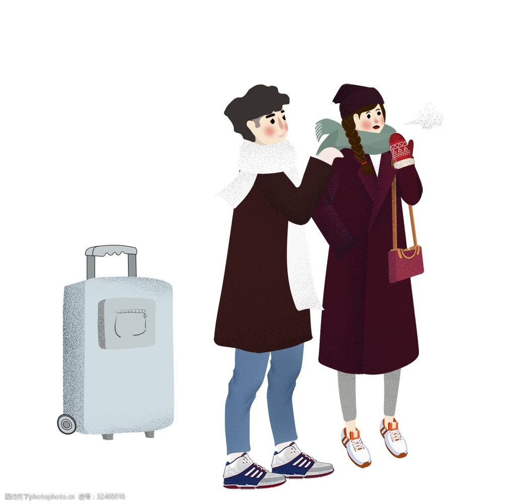 情侣旅游主题插画