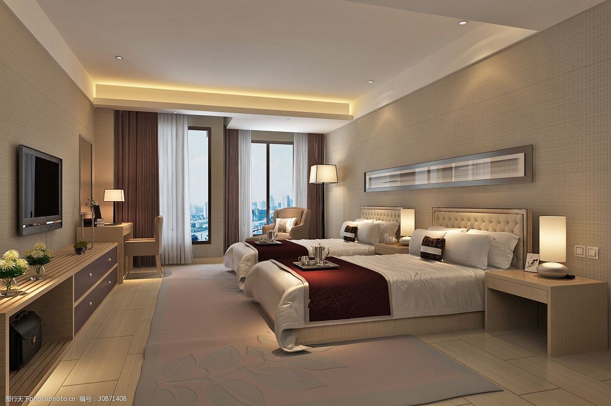 关键词:欧式风格酒店客房设计效果图 室内设计 室内装饰 酒店 设计