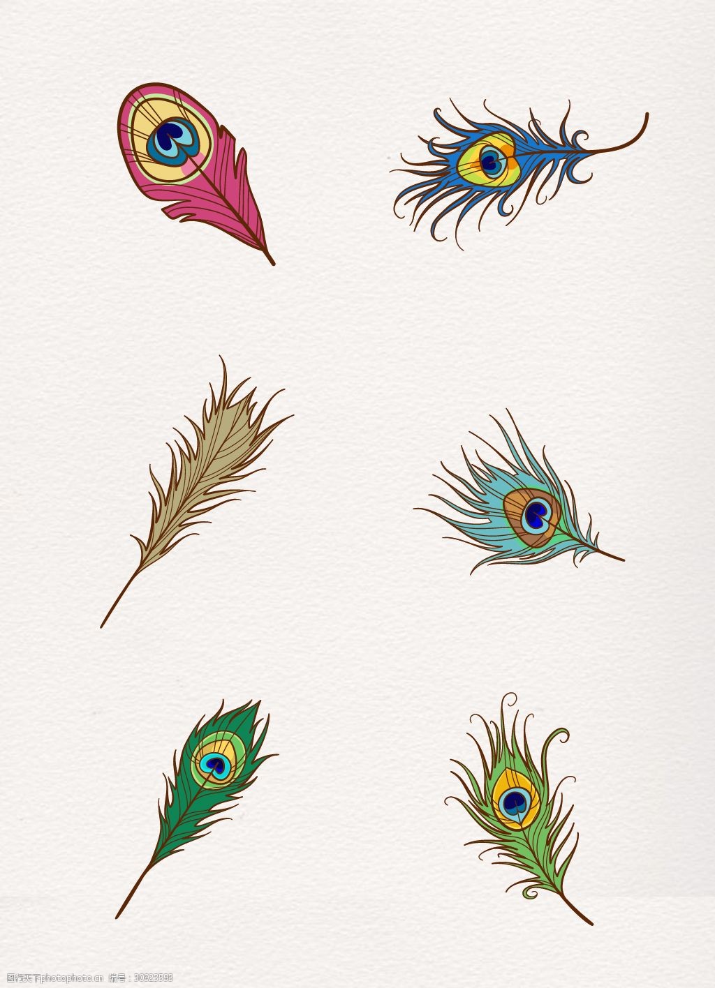 关键词:彩绘动物羽毛装饰设计 彩绘 彩色 矢量图 孔雀羽毛 装饰素材