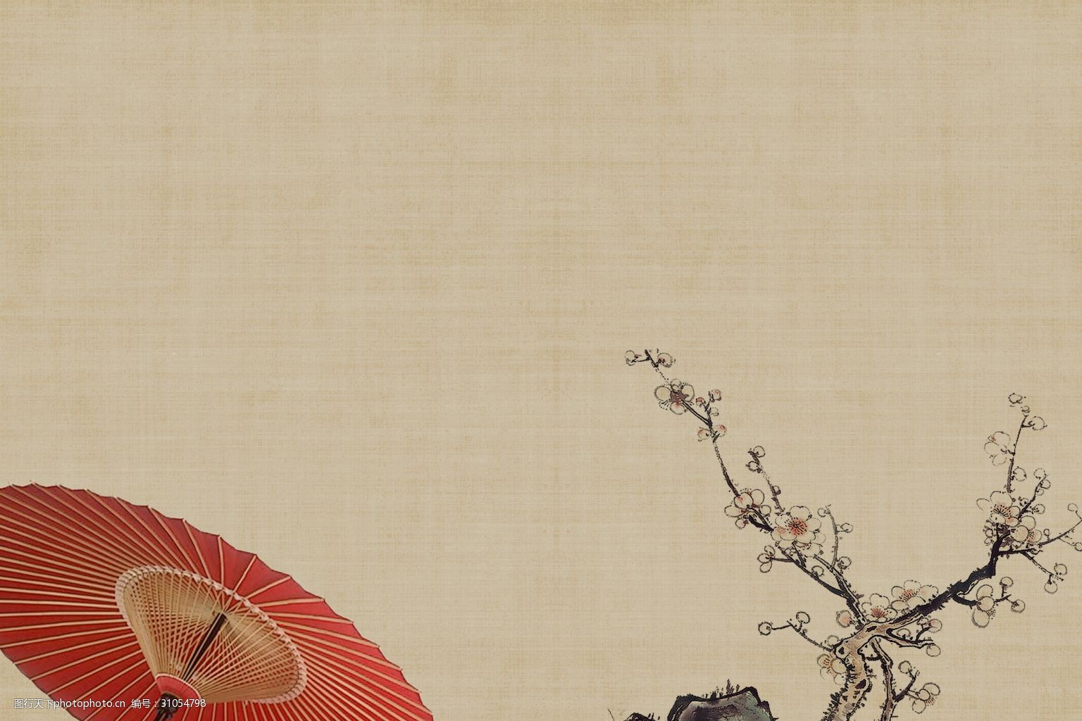 古典中国风伞和竹子背景