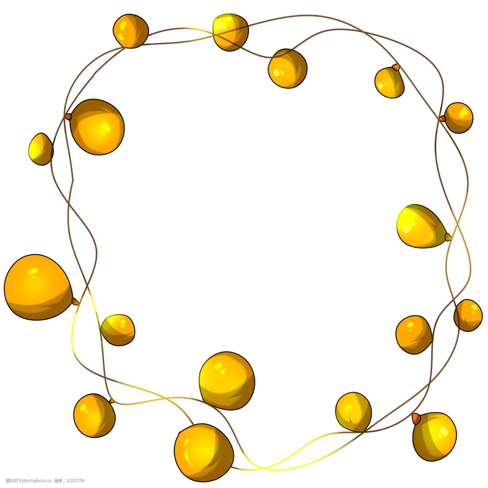 彩灯 圣诞彩灯 手绘边框 黄色灯 黄色 创意边框 边框插画 边框插图