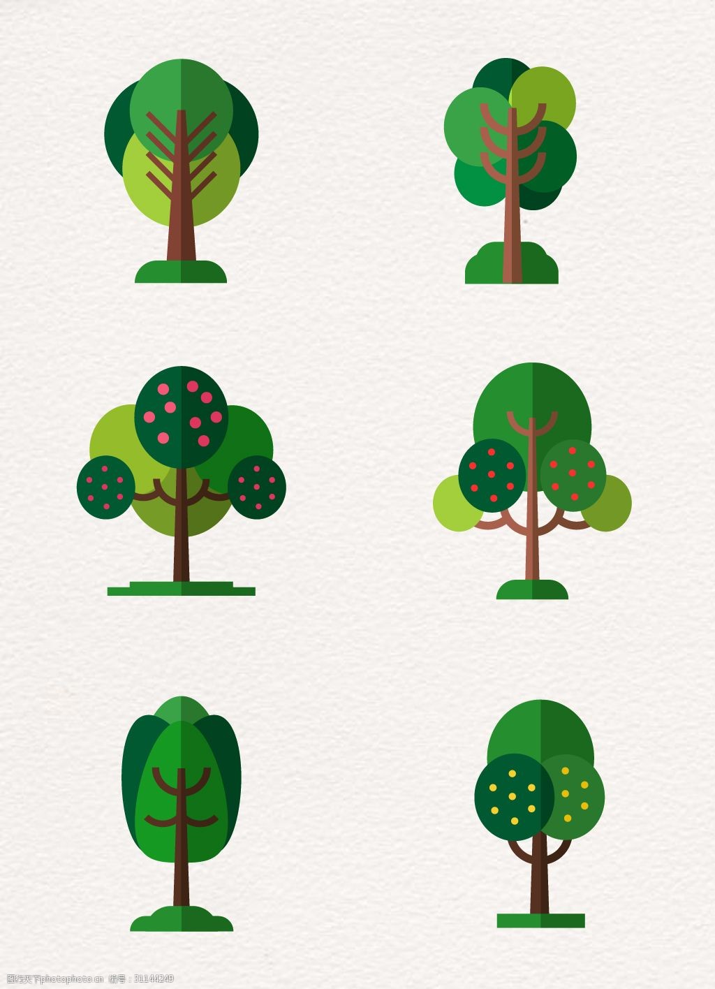 关键词:扁平化绿色植物树木设计 扁平化 绿色植物 树木 果树 卡通设计