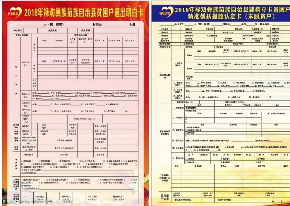 云南 昆明 禄劝 脱贫 扶贫 贫困户明白卡 设计 广告设计 展板模板 cdr