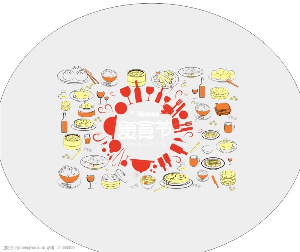 美食餐桌鸡鸭鱼矢量盘子