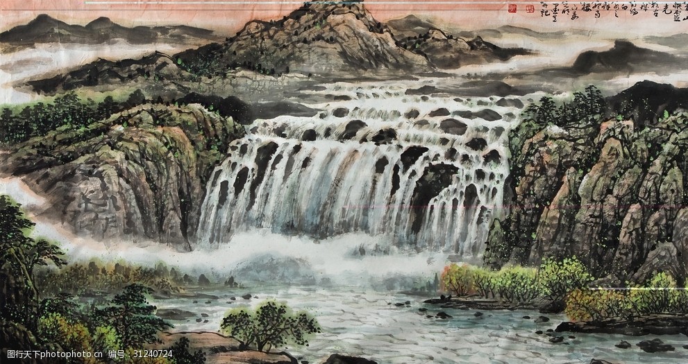 关键词:瀑布 山水画 姜光明 国画 山水 文化艺术 绘画书法 中国画