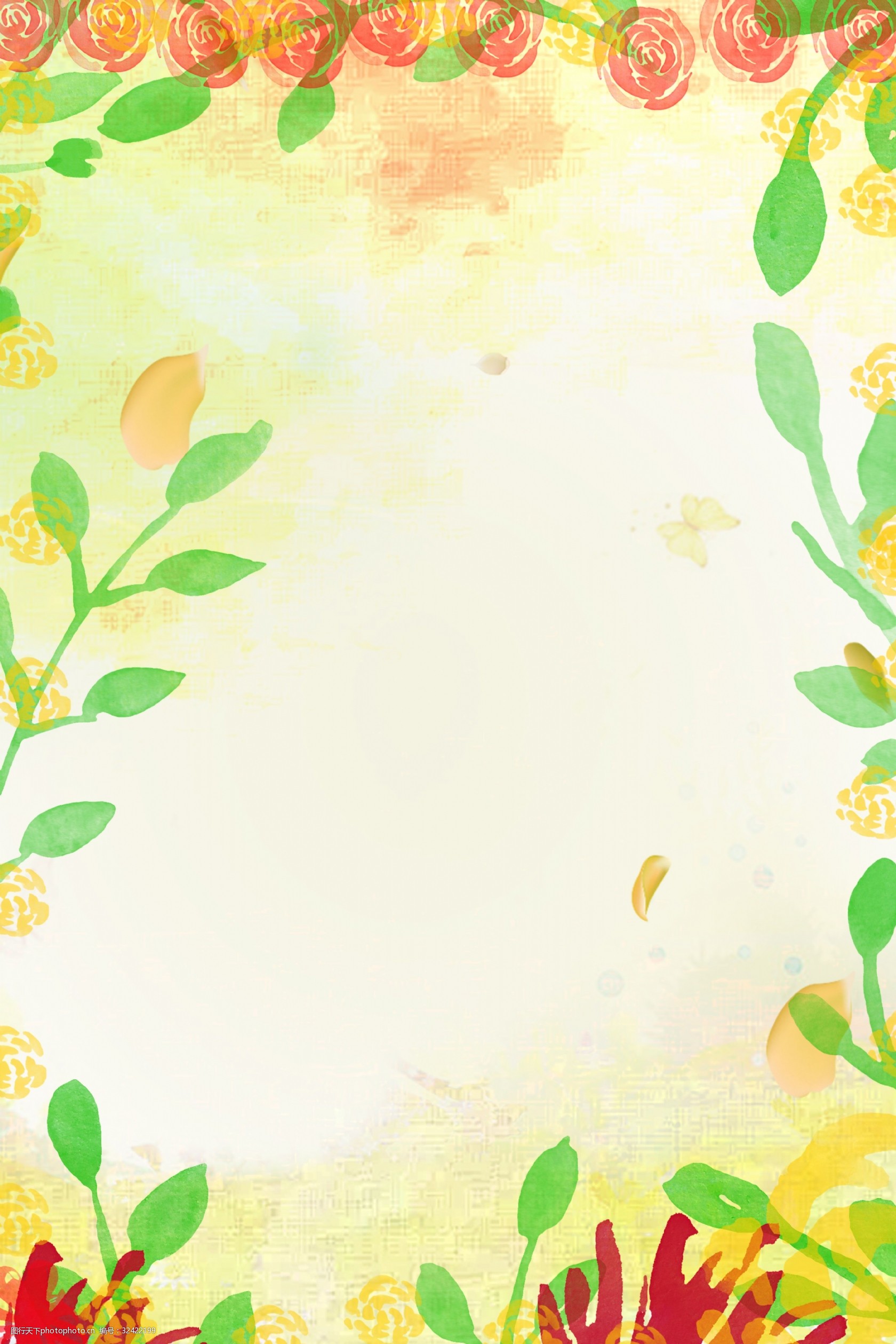 小清新花卉底纹创意合成海报