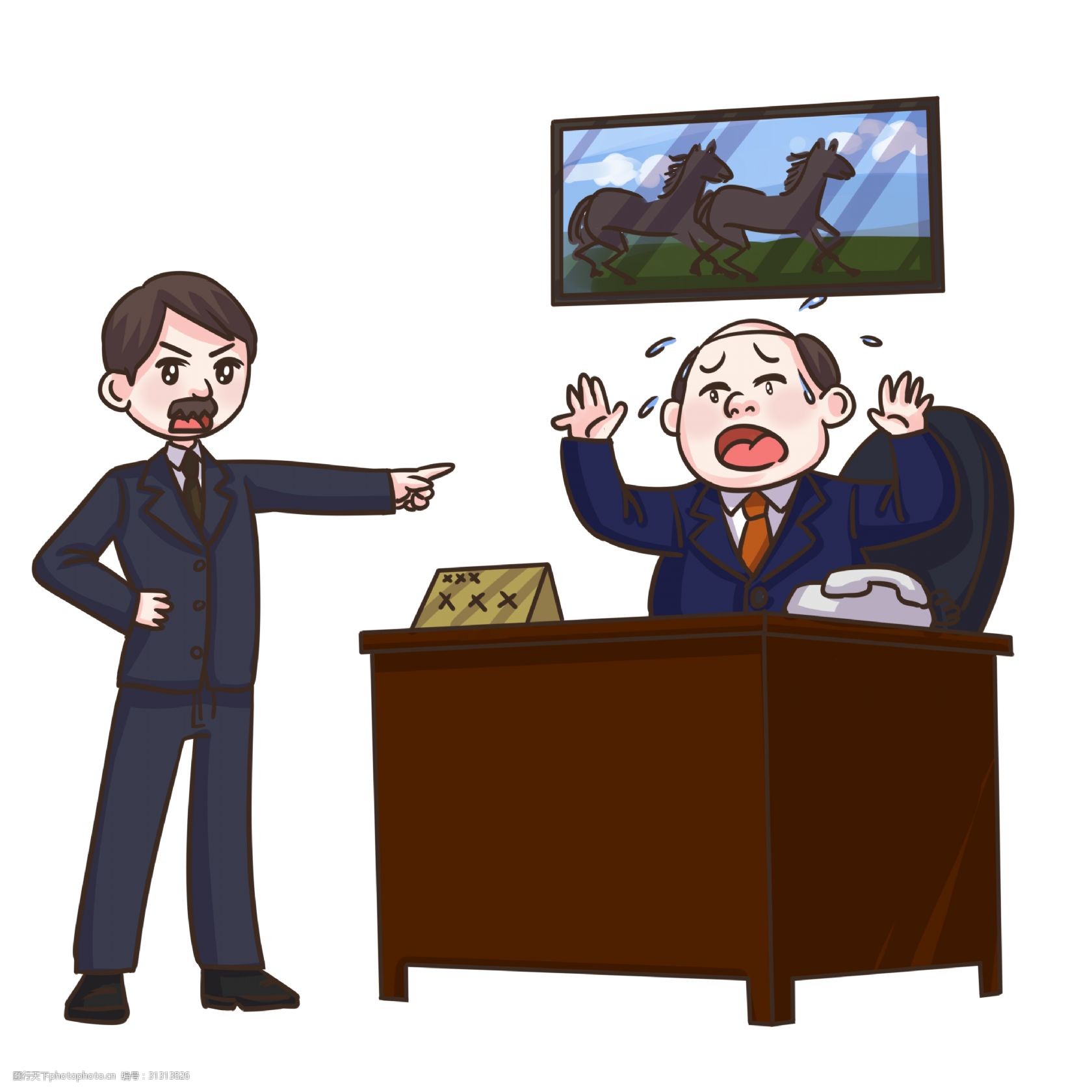 手绘反贪污受贿插画