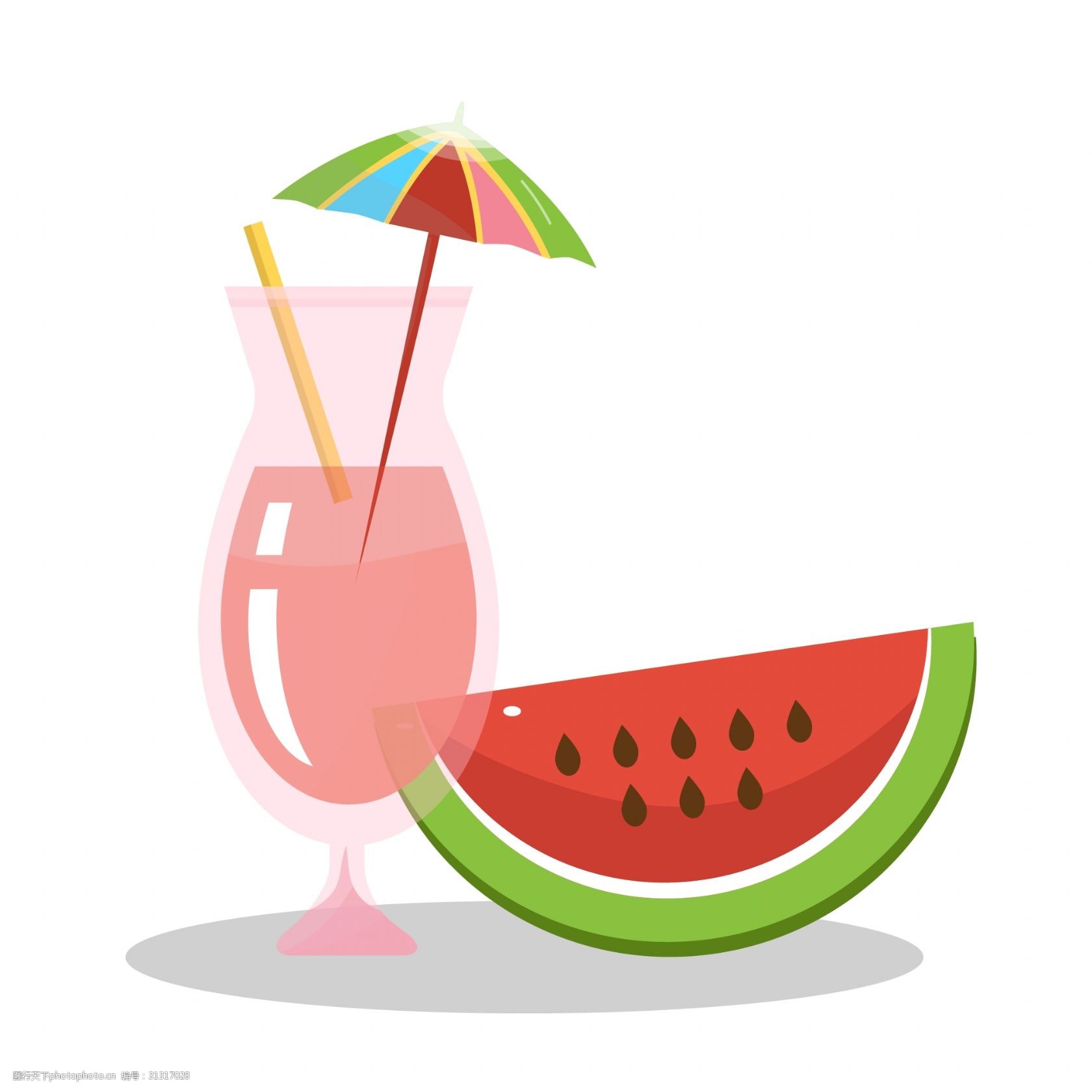 冰块 夏日 饮料 西瓜饮料 玻璃杯 冷饮 夏天 小伞 度假 暑假 西瓜汁