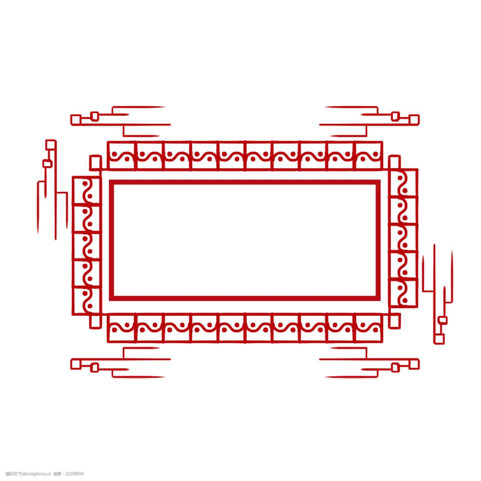 手绘中国风边框插画