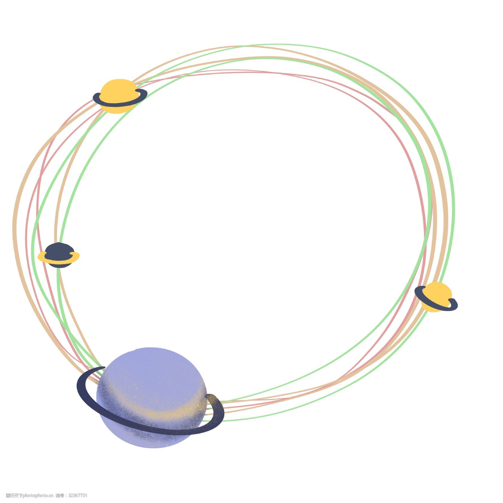 线条星球手绘边框元素