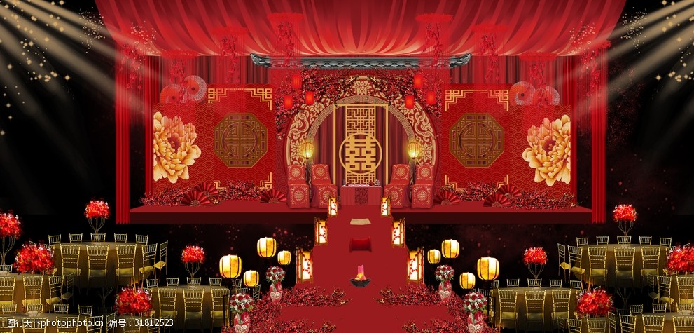 婚庆舞台背景海报效果幕布