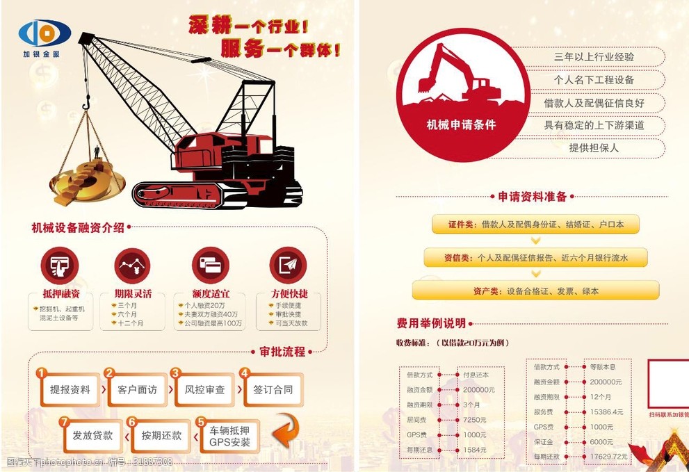 金融单页 挖掘机 机械 单页 dm单 流程 箭头 吊车 设计 广告设计 dm