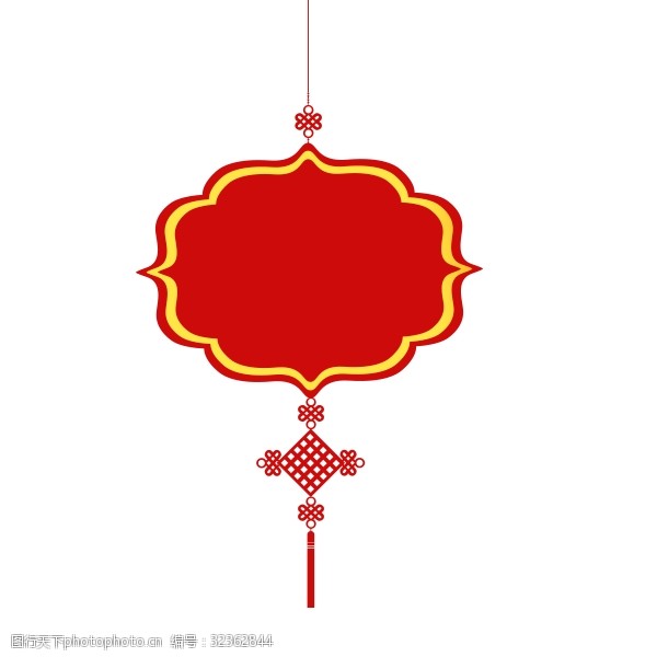 红色挂着中国结的异形边框