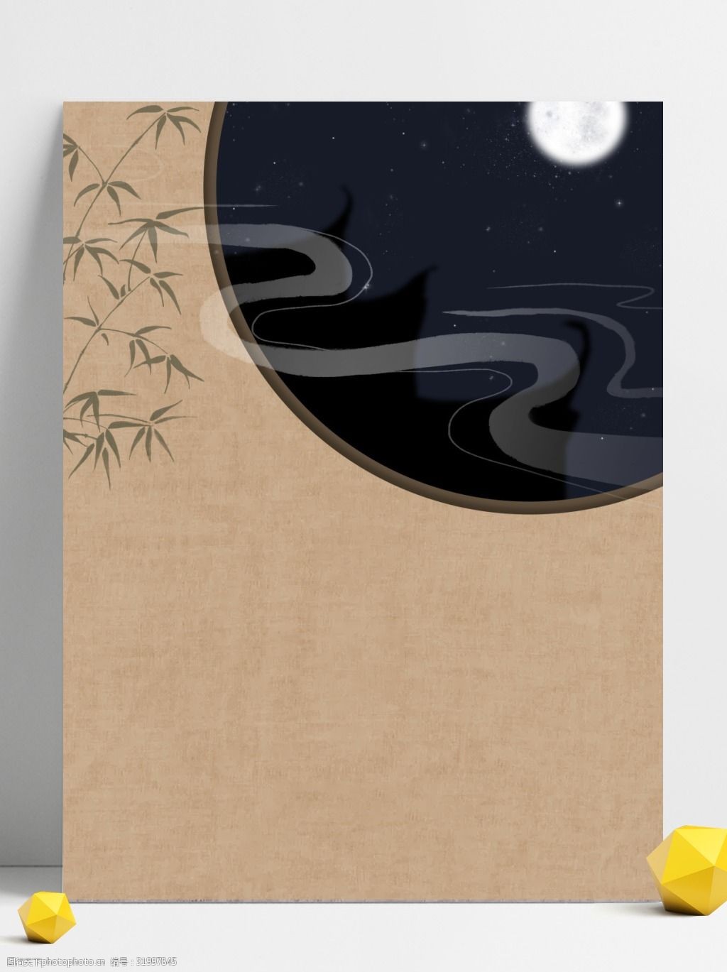 复古背景 卡通背景 手绘背景 夜晚背景 竹子背景 月亮背景 通用背景