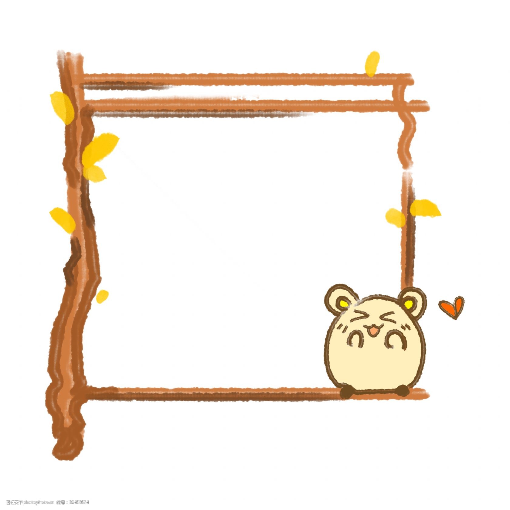 木质的小框 框架 框子 框框 边框插画 卡通插画 可爱小框 边框 漂亮的