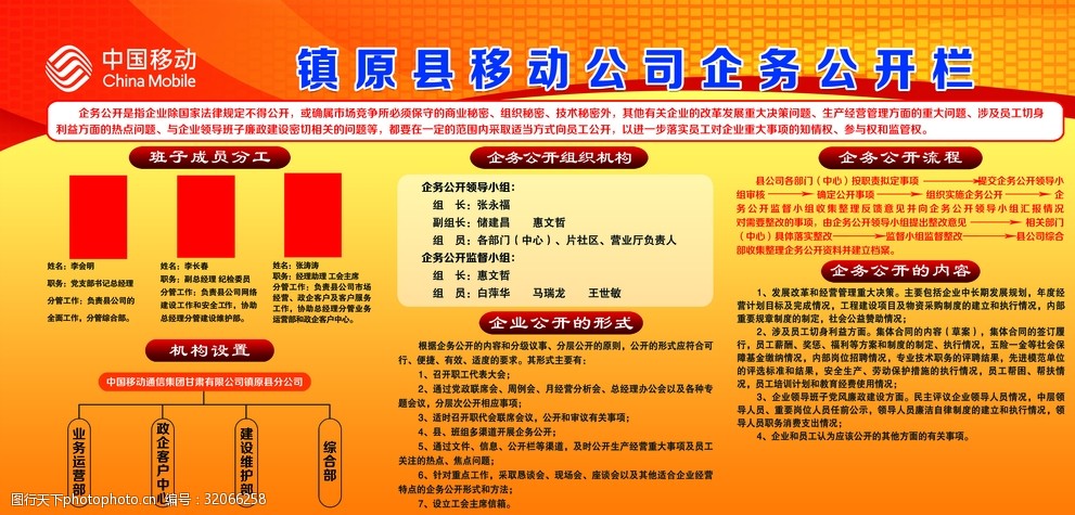 中国移动企务公开栏移动