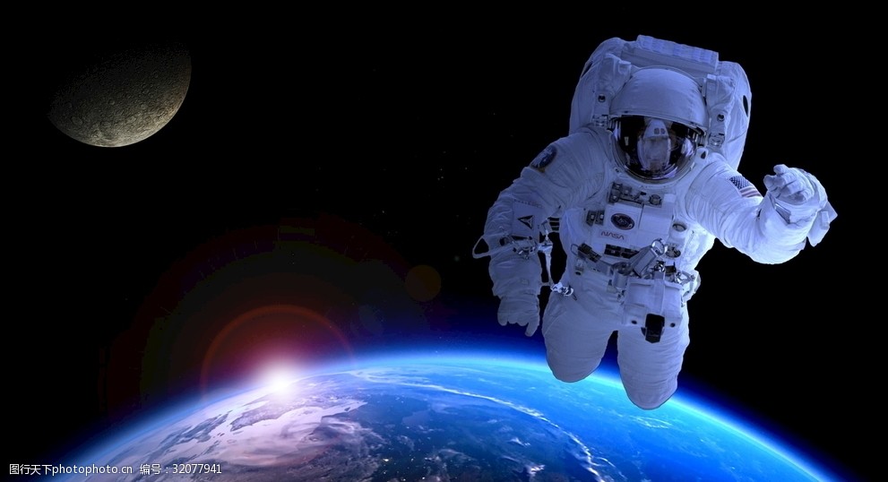 太空行走的宇航员 星空 宇宙 人 宇航员 打招呼 飞行 瀚海 地球 月球
