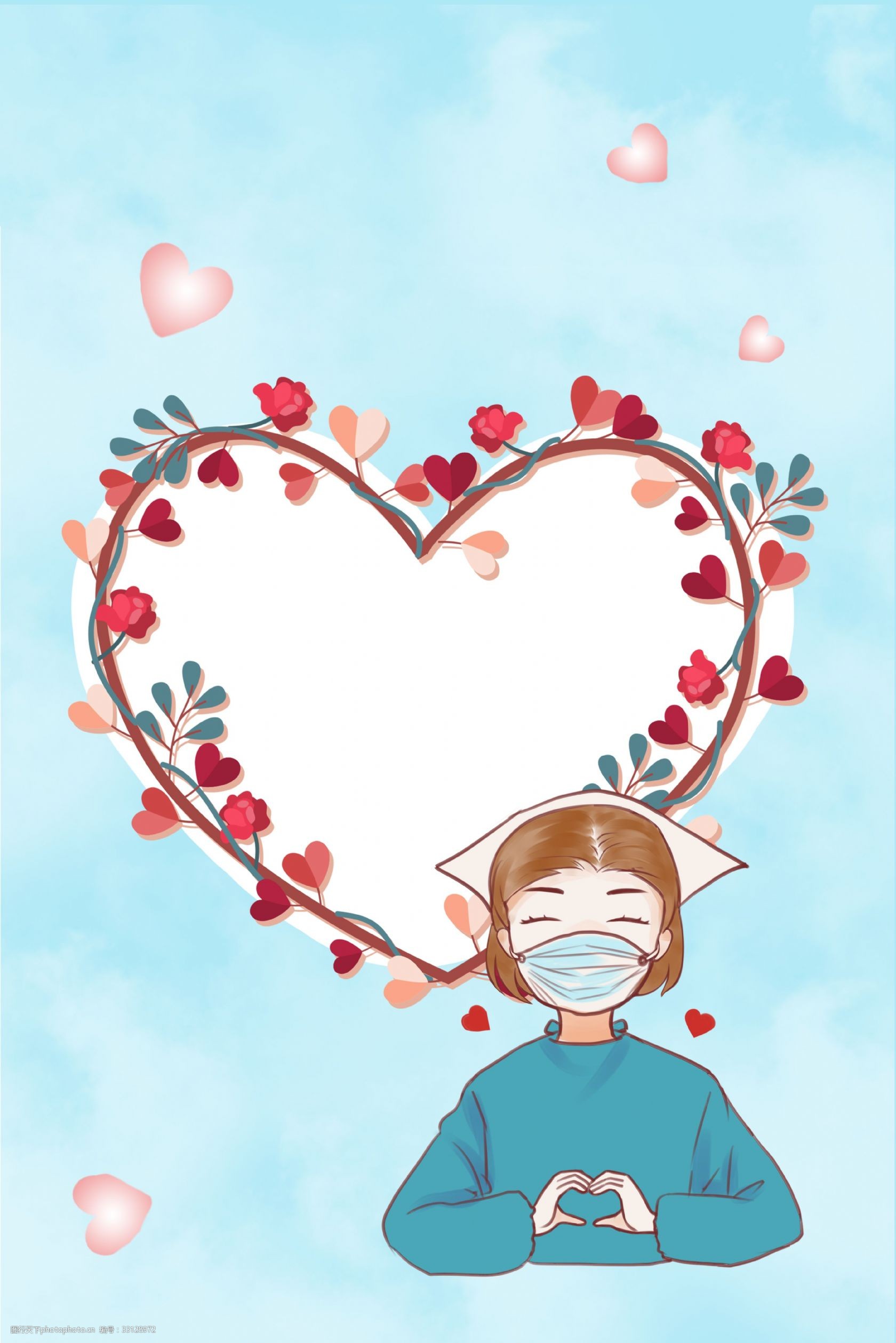 卡通爱心边框512护士节宣传海报