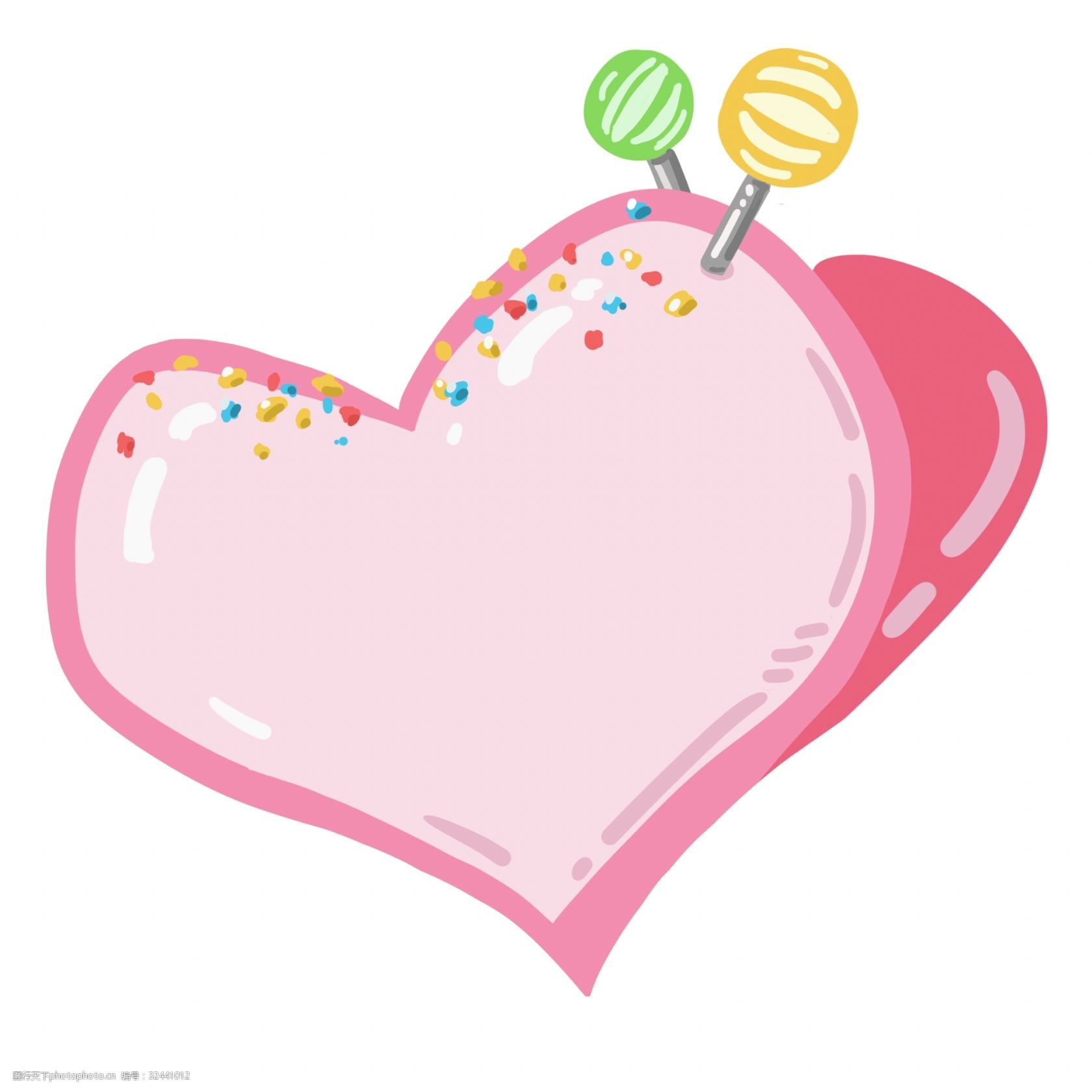 棒棒糖边框 粉色爱心边框 彩色棒棒糖插画 粉色爱心装饰 可爱边框