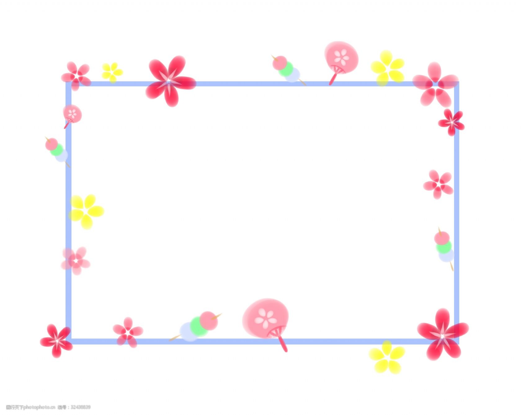 春天的花朵 卡通插画 春天装饰框 边框的插画 边框 框子 框架 好看的