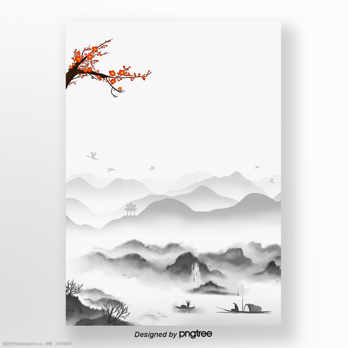 山水中国风格墨水传统背景