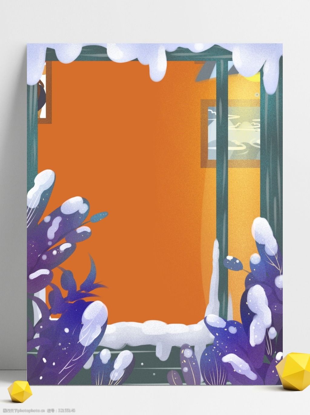 关键词:唯美手绘新年门前插画背景 门前 年货节背景 psd背景 家门口
