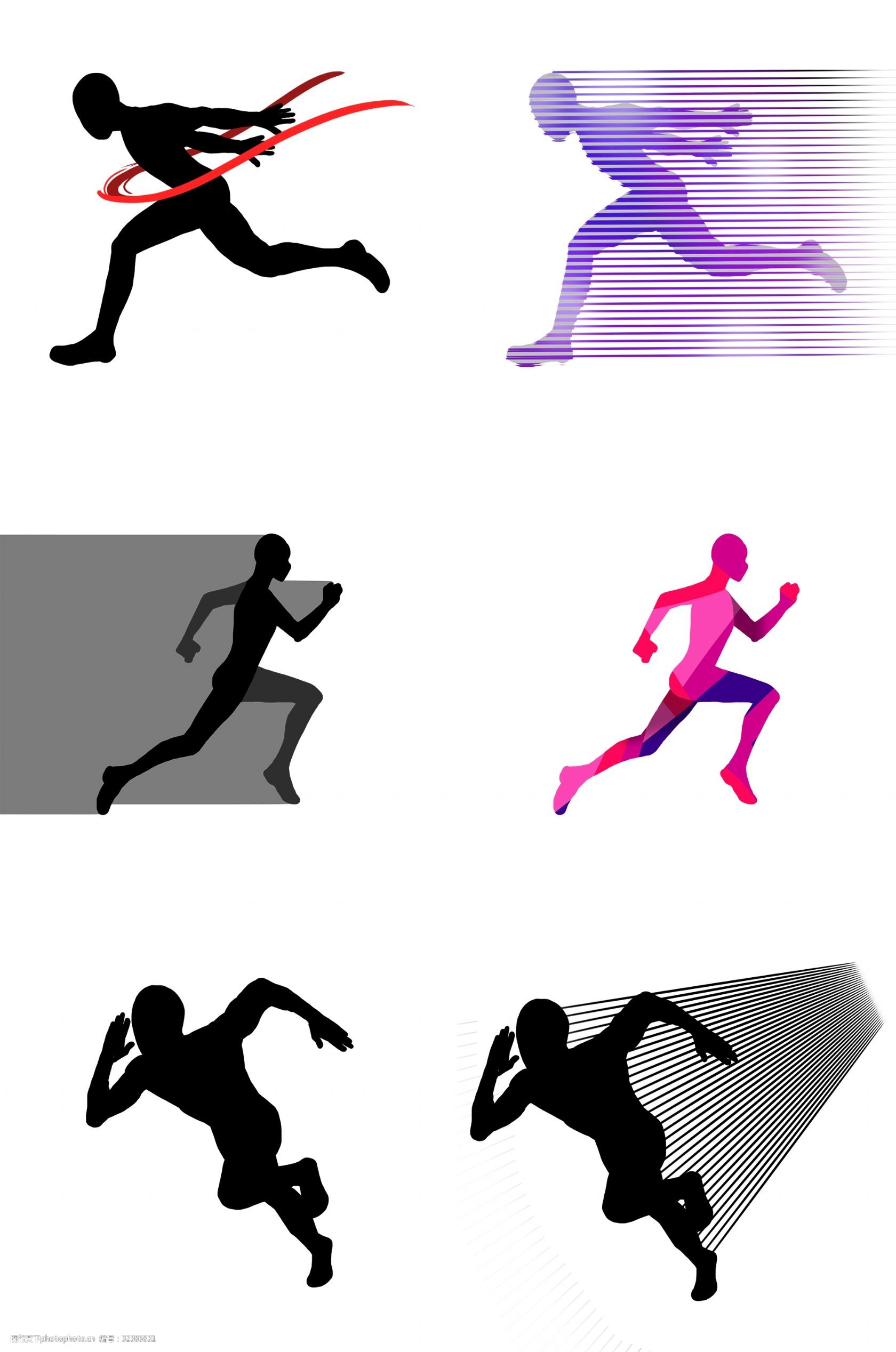 设计图库 设计元素 装饰图案  关键词:奔跑运动黑色剪影 手绘 卡通