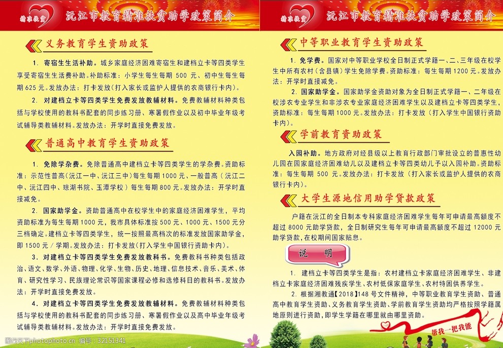 沅江市教育精准扶贫助学政策简介