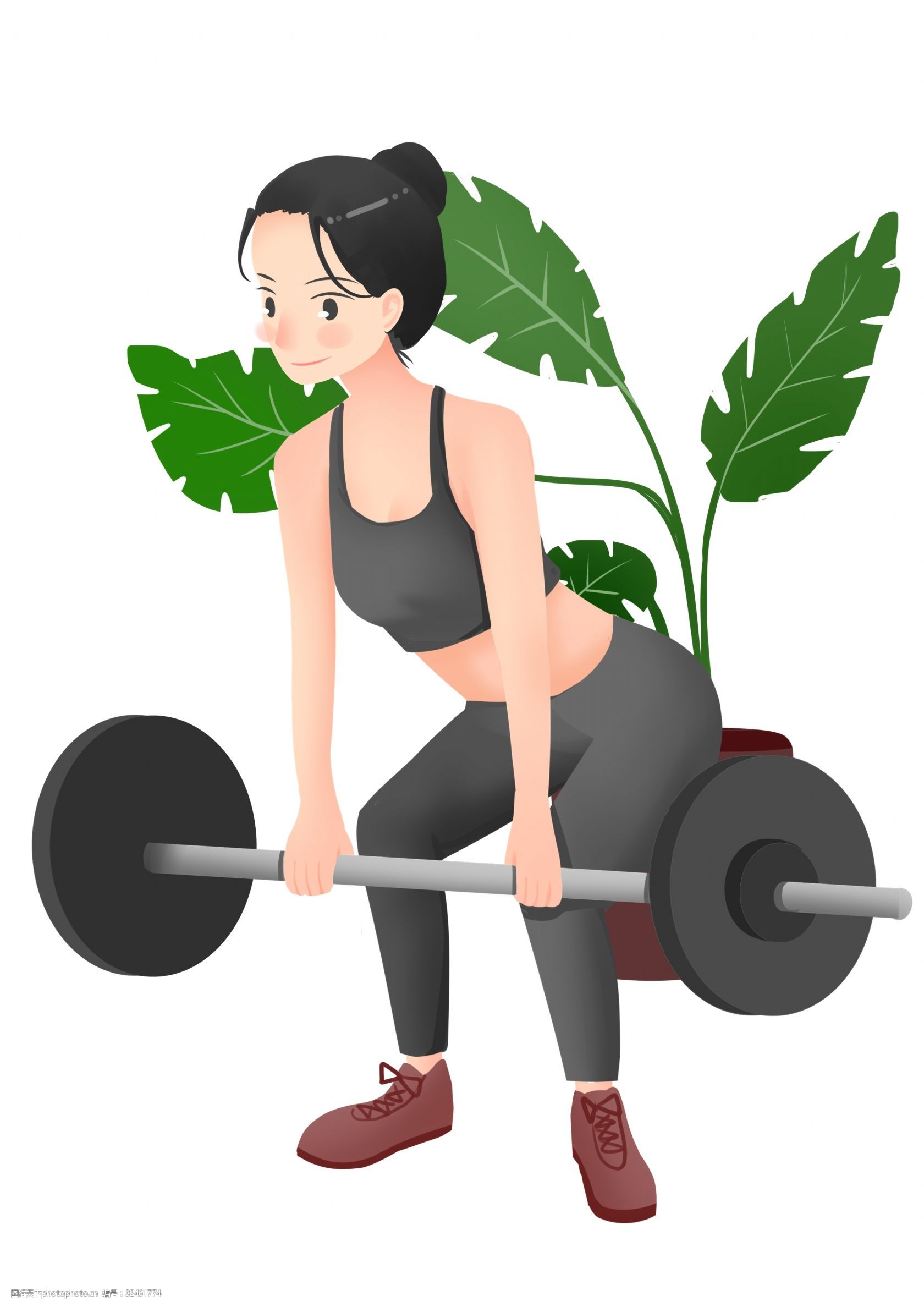健身运动 卡通插画 体育运动 活动筋骨 加强锻炼 举杠铃健身