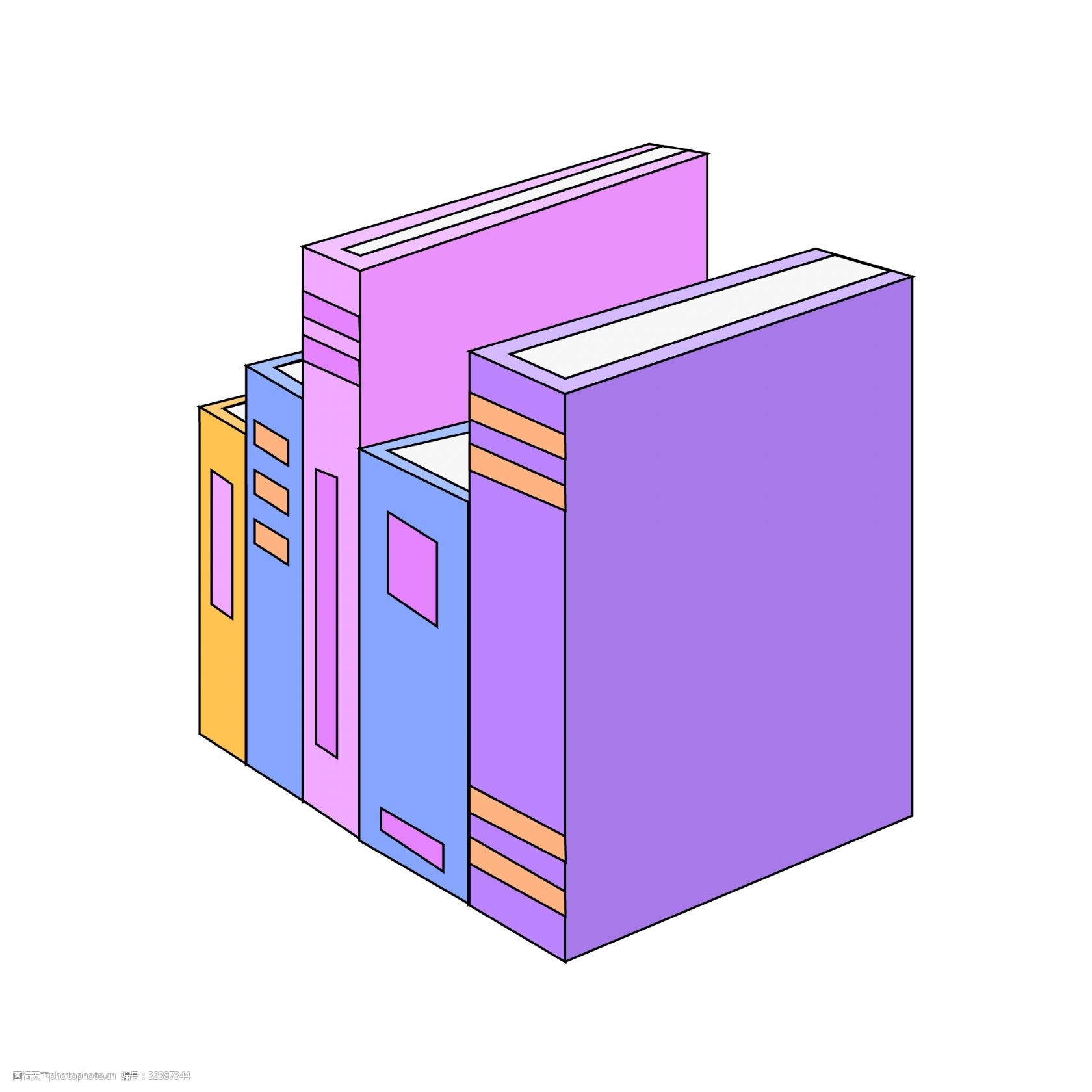 一排高考季书籍插画