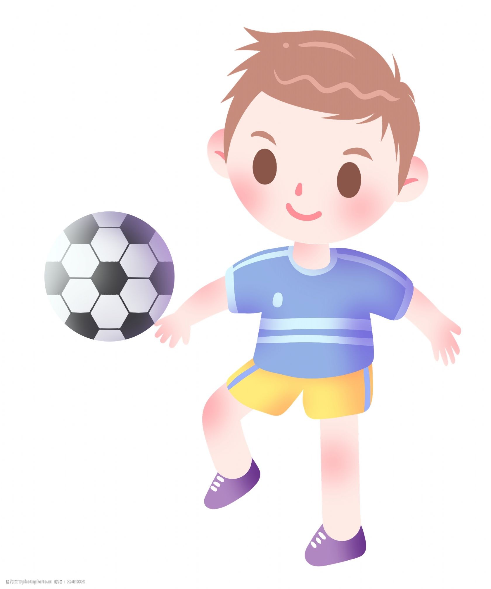 踢足球插画 足球健身 健身的小男孩 踢足球的小男孩 黑白足球 卡通