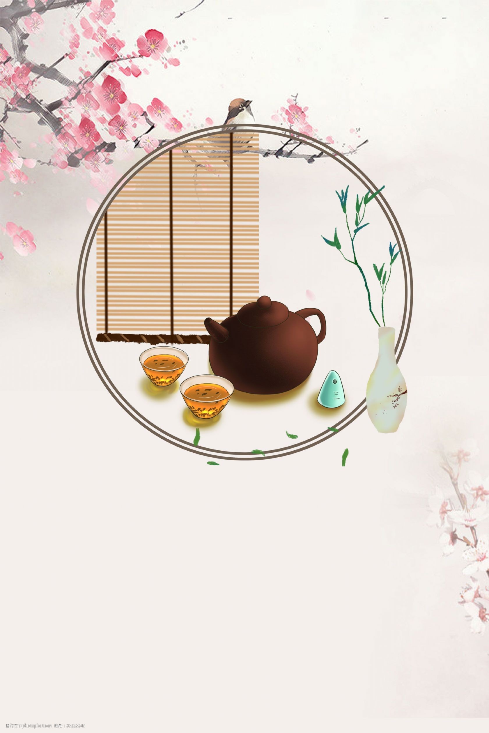 唯美复古茶道桃花背景 唯美 复古 茶道 桃花 茶 茶艺 茶具 桃花背景