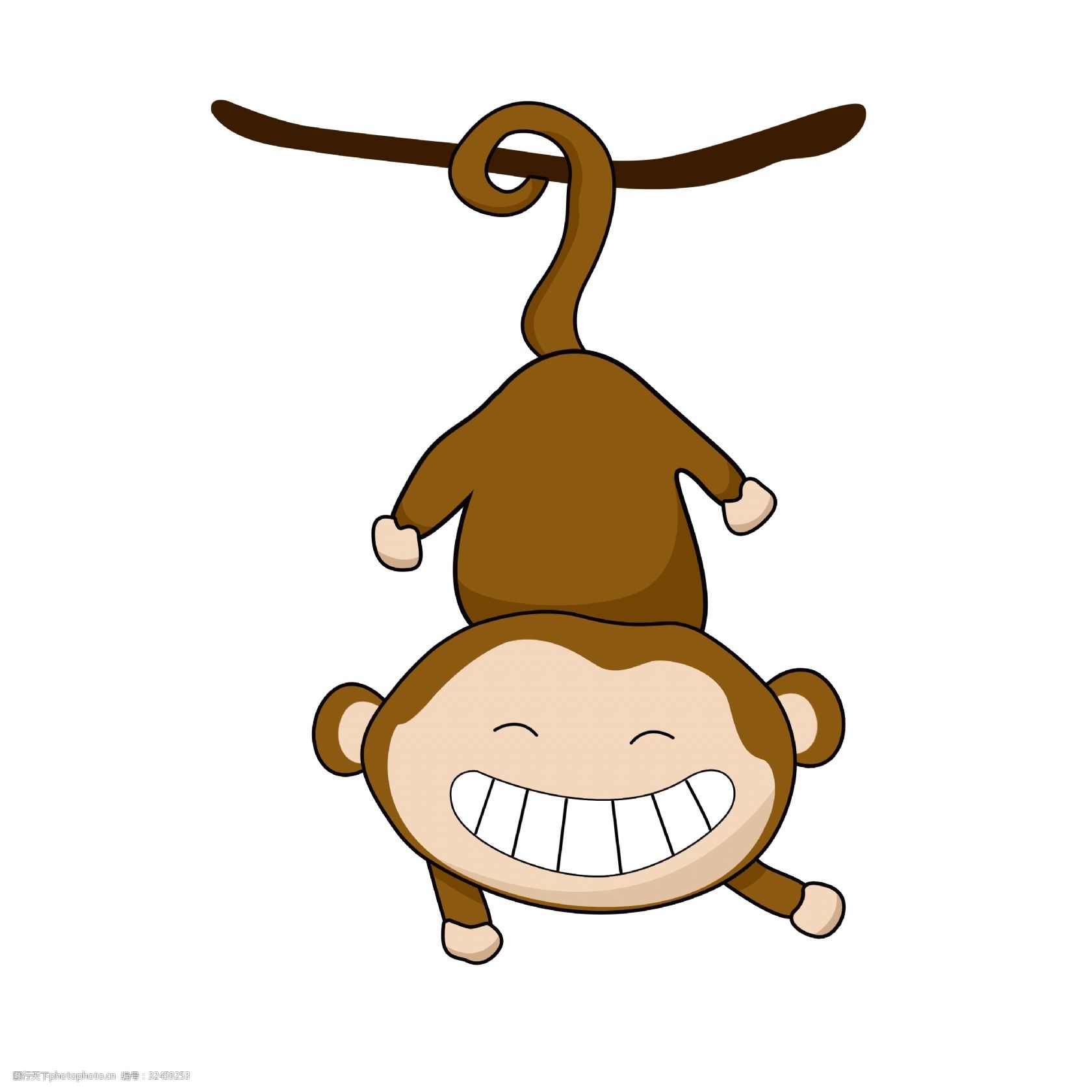 关键词:开心的小猴子插画 开心的小猴子 卡通小动物 棕色小猴子 挂