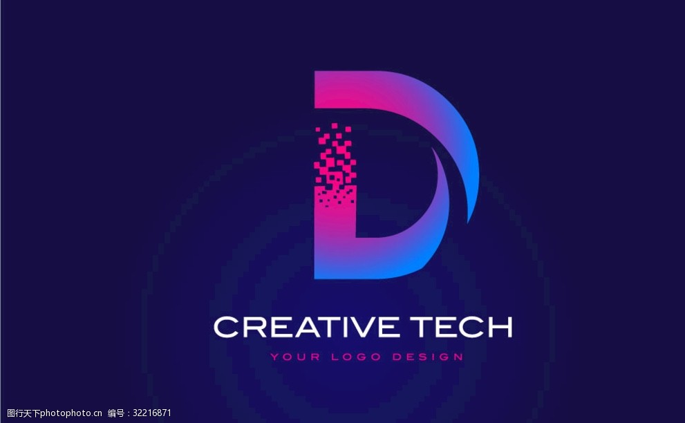 科技感英文logo字母d