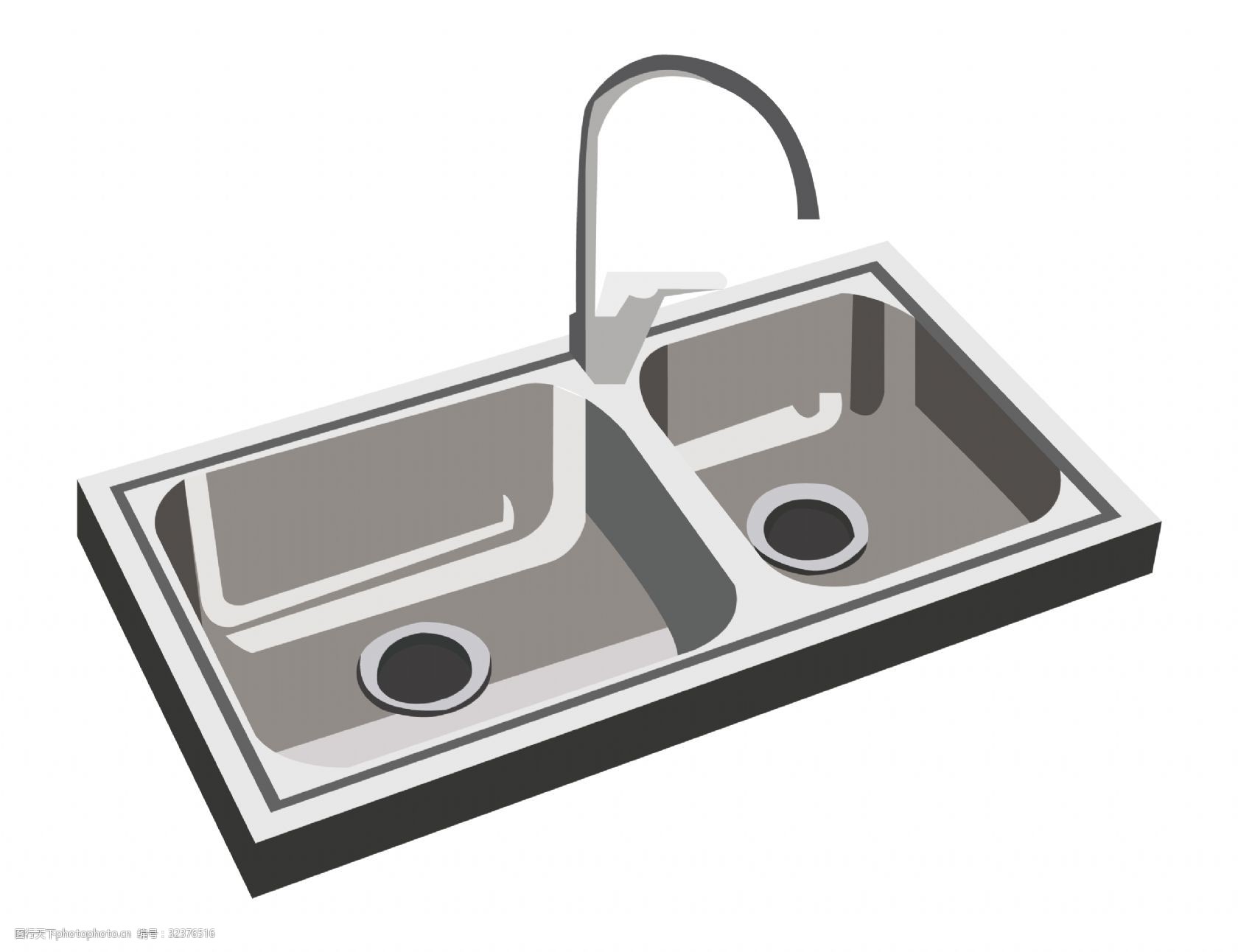 关键词:厨具水槽卡通插画 不锈钢水槽 卡通插画 厨具插画 厨房用品 锅