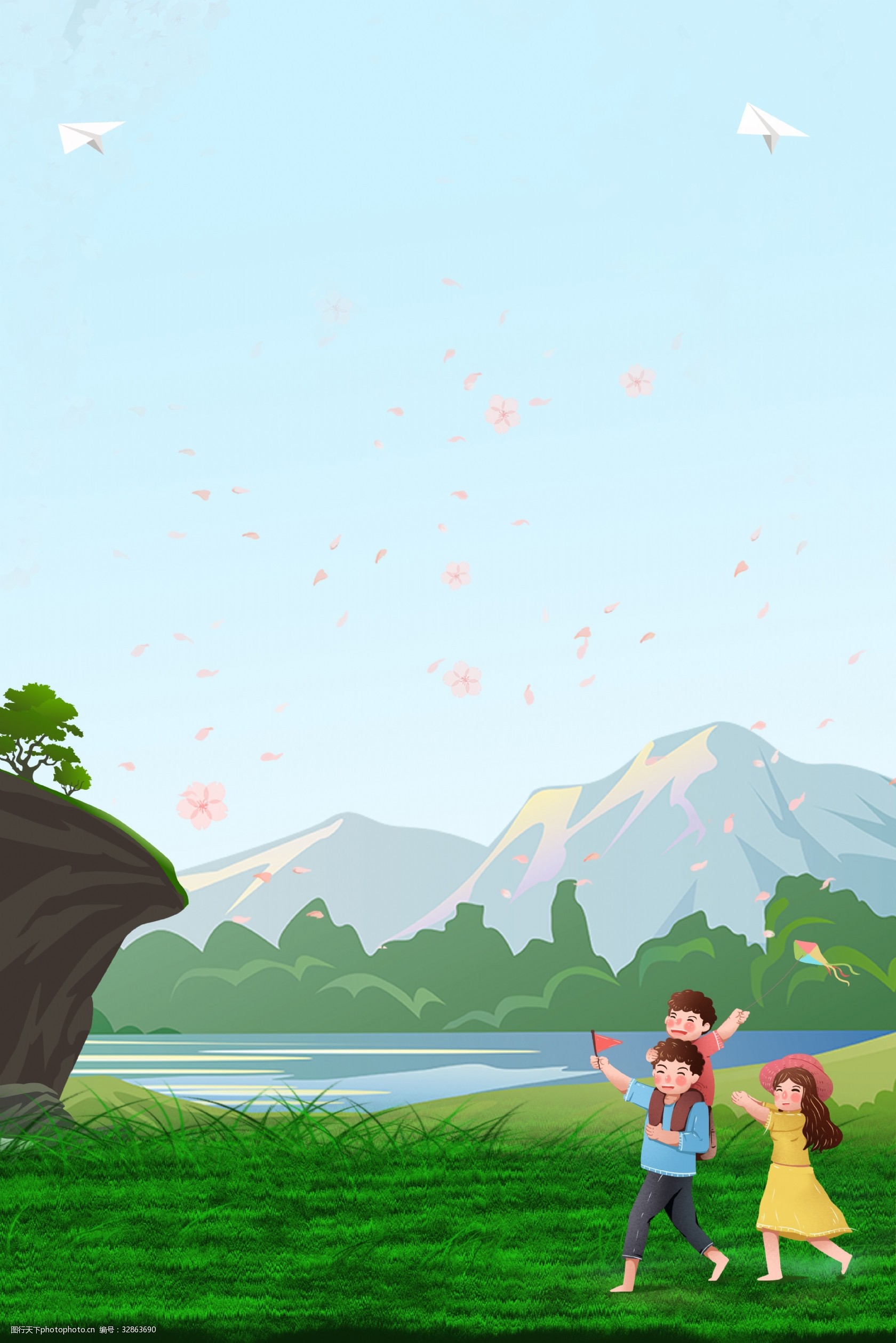 清明节亲子踏青h5背景