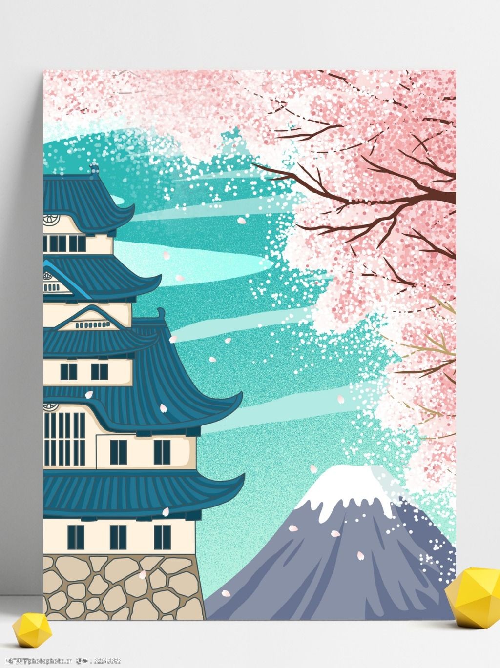 手绘日本樱花背景设计