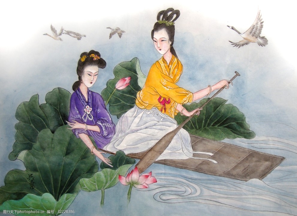 吴玉阳传统仕女画工笔画人物画