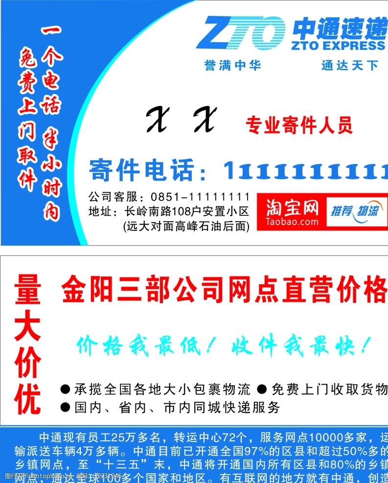 关键词:中通名片模板 中通快递 中通名片 中通快递名片 快递名片 蓝色