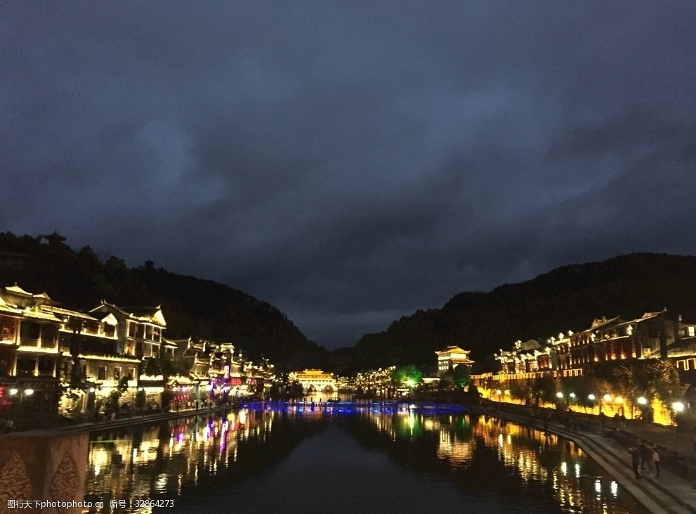 凤凰古镇夜景 凤凰古镇 风景 夜景 灯光 夜晚 摄影 自然景观 风景名胜