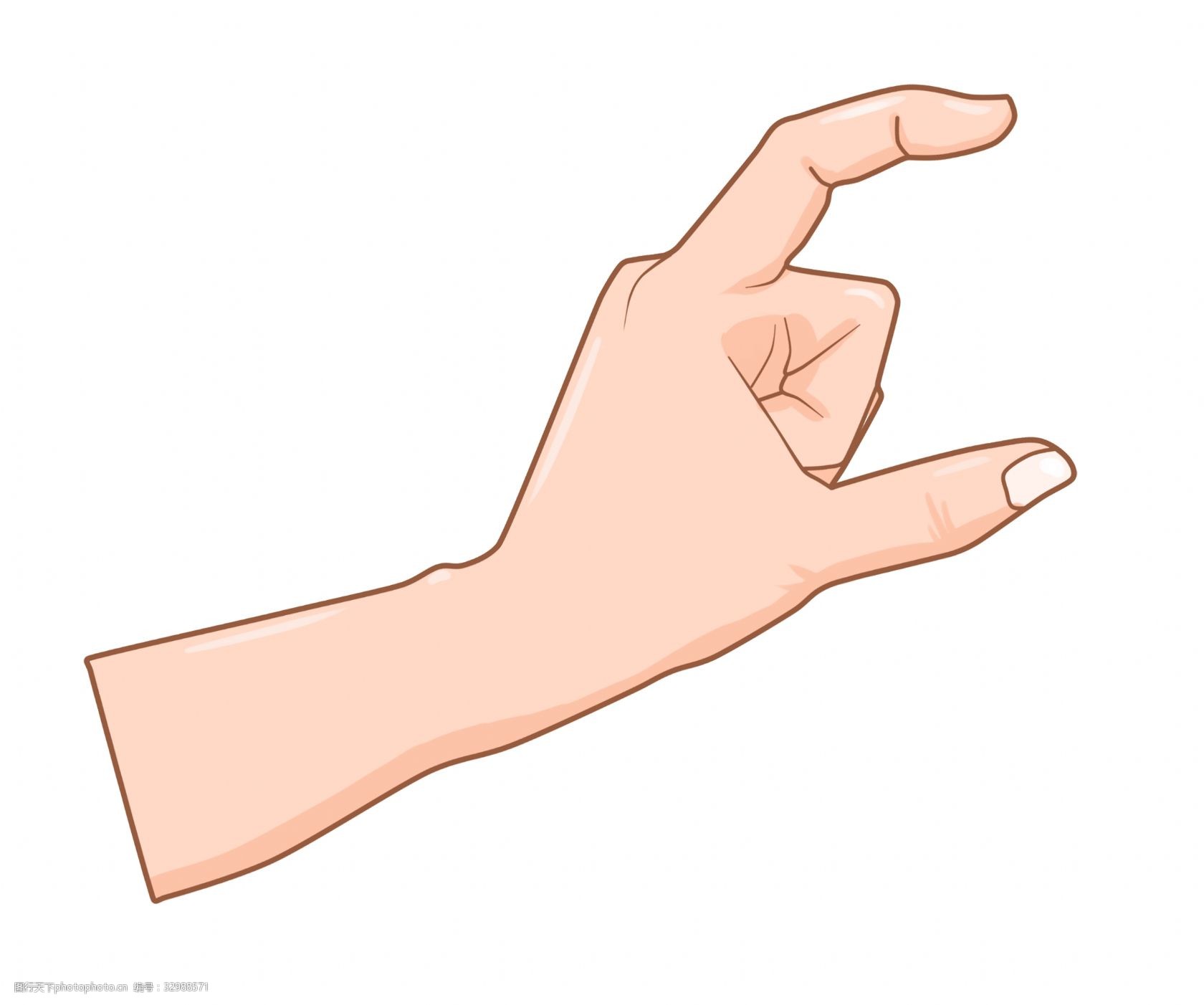 五根手指 创意手势插画 大拇指食指手势 立体半圆手势 一只手插画