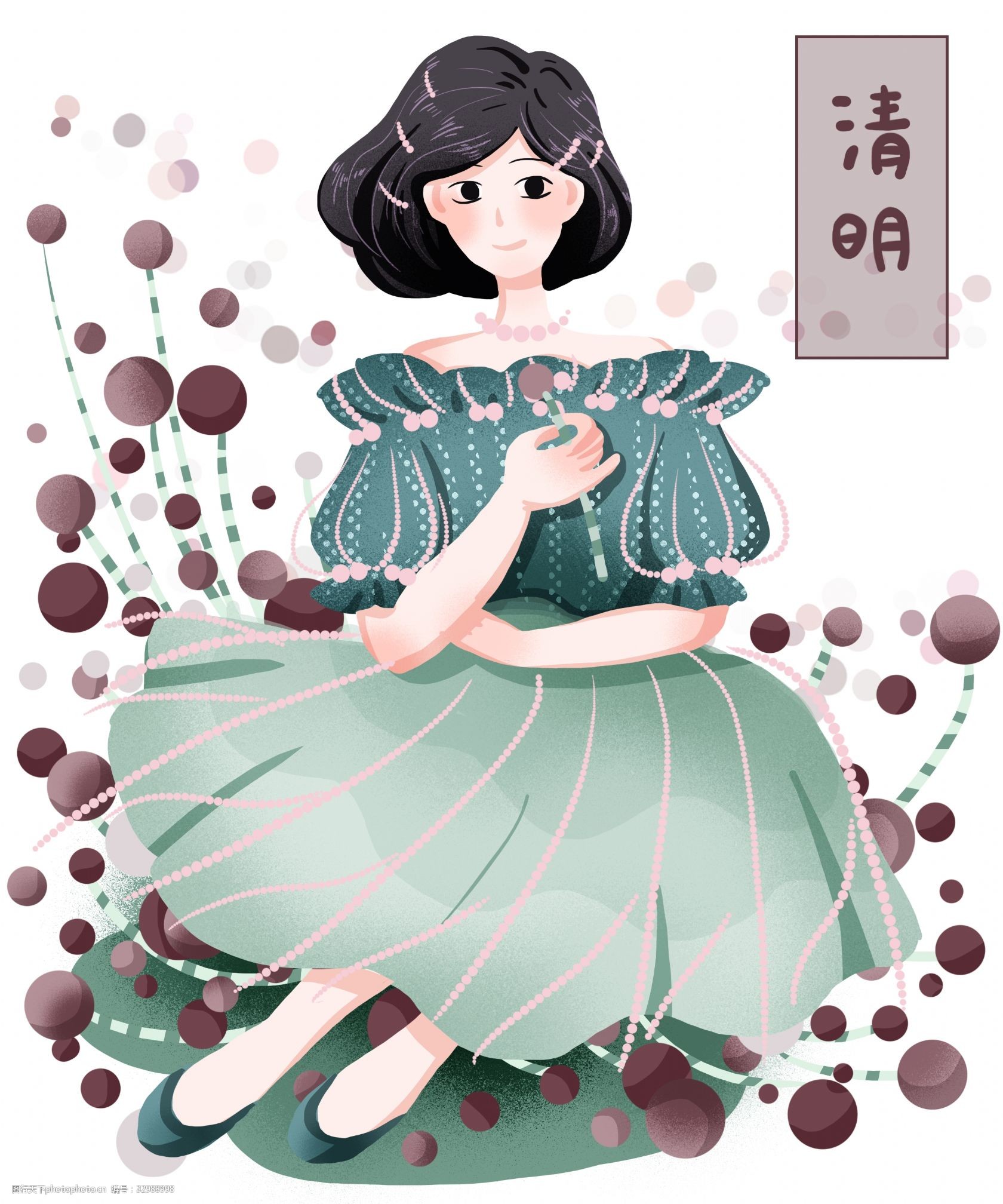 清明节漂亮的小女孩