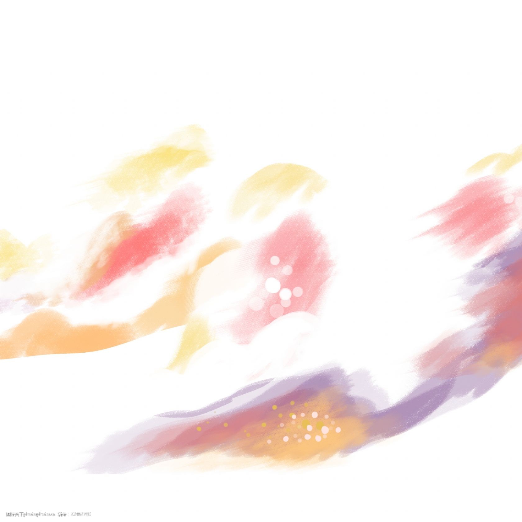 彩色云朵装饰图案 云朵 彩云 插画 绘画素材 创意 简约 小清新 水彩