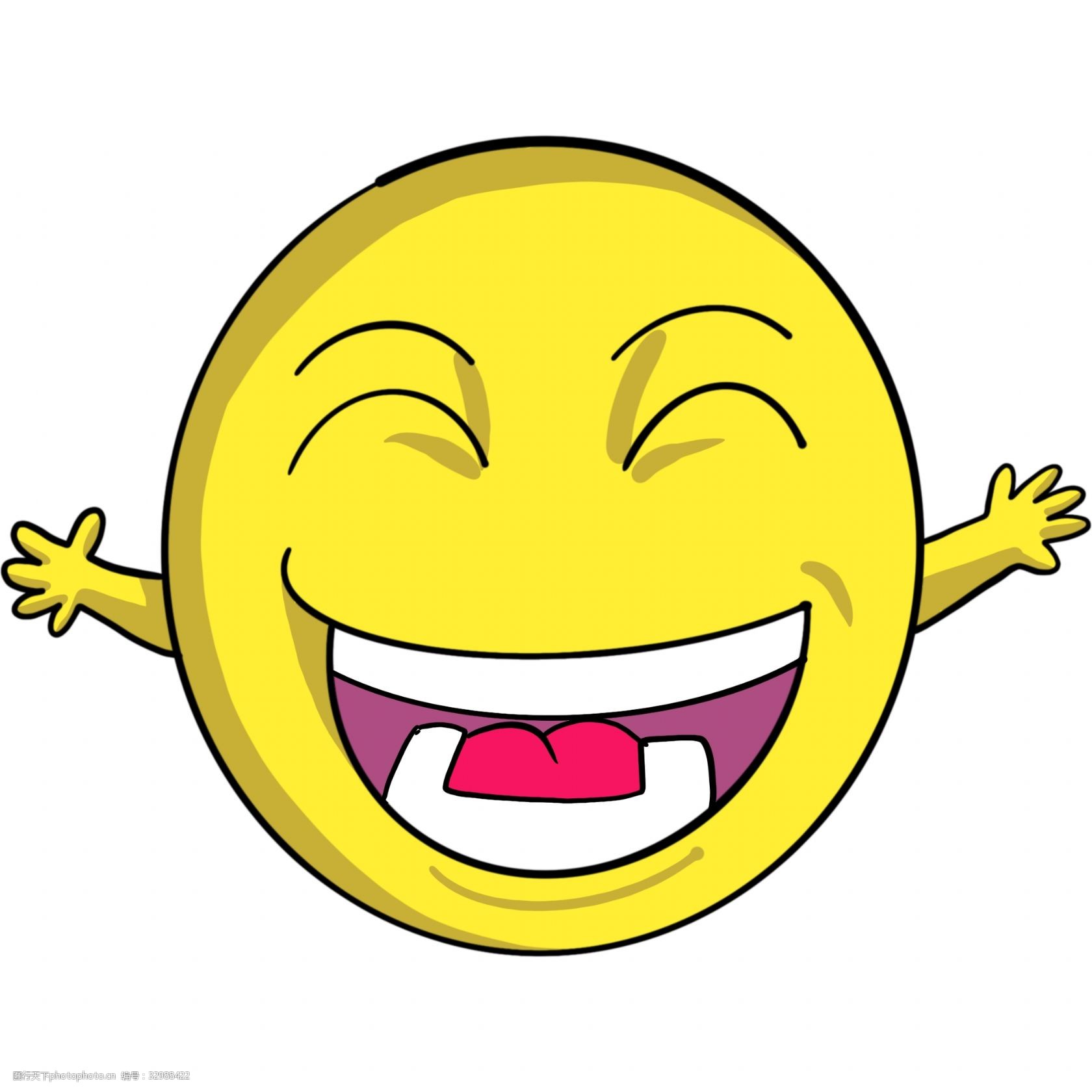 大笑的表情 圆形表情插画 笑脸插画 笑脸 黄色的笑脸 卡通表情插画