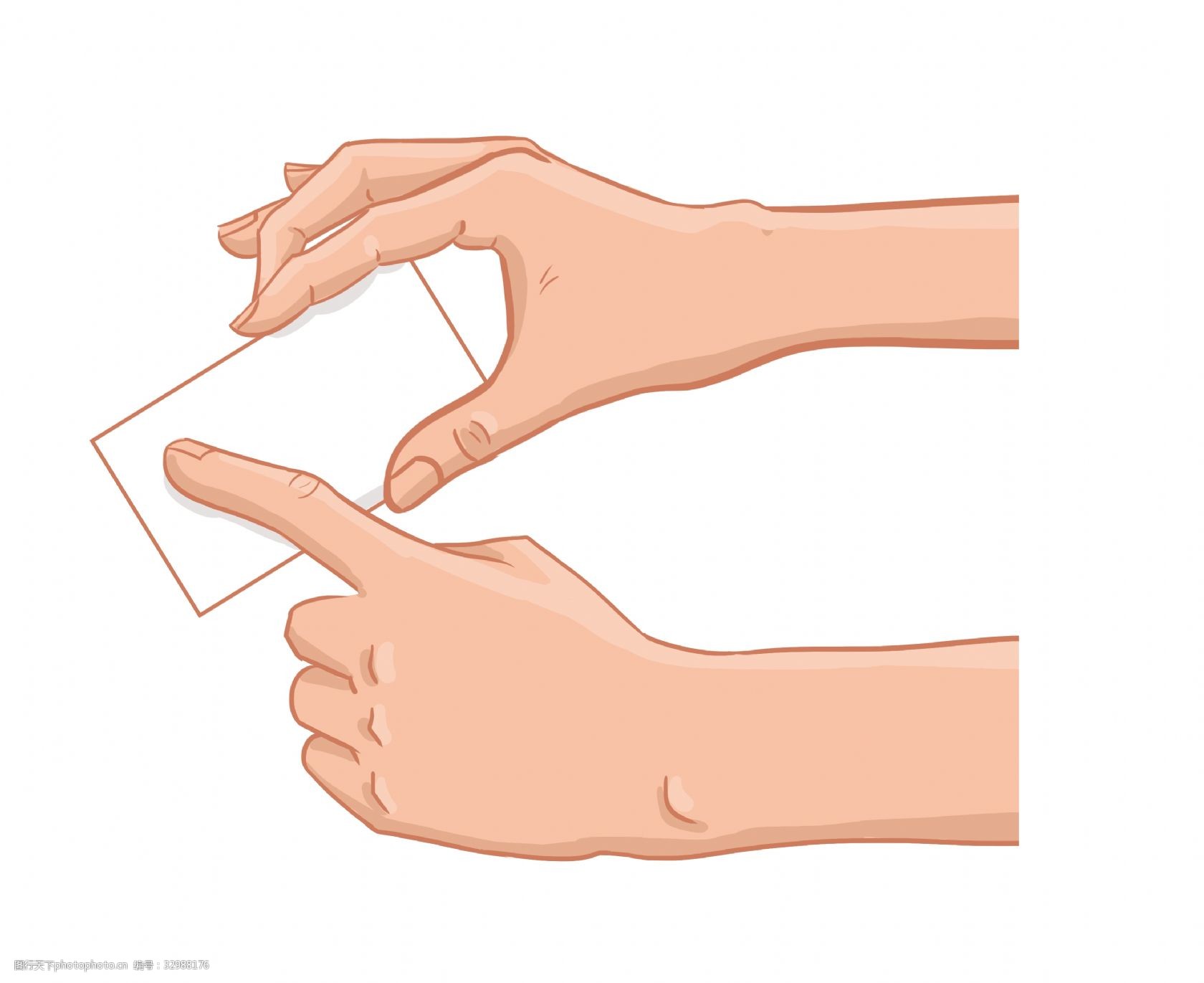 卡通手指纸片插图 简约的手势 手指纸片 白色纸片 学习用品 可爱贴士