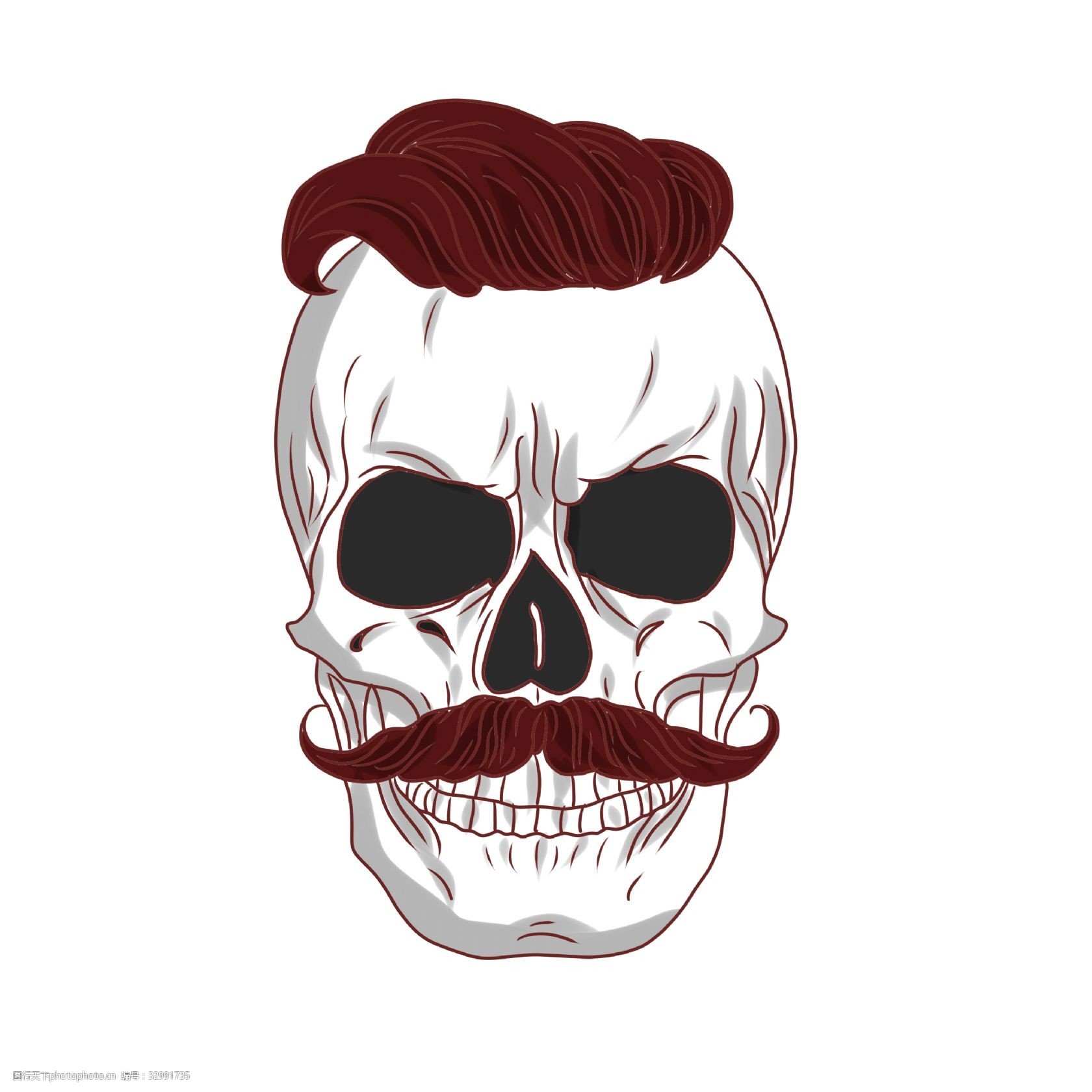 恐怖的骷髅头骨logo设计免抠PNG素材